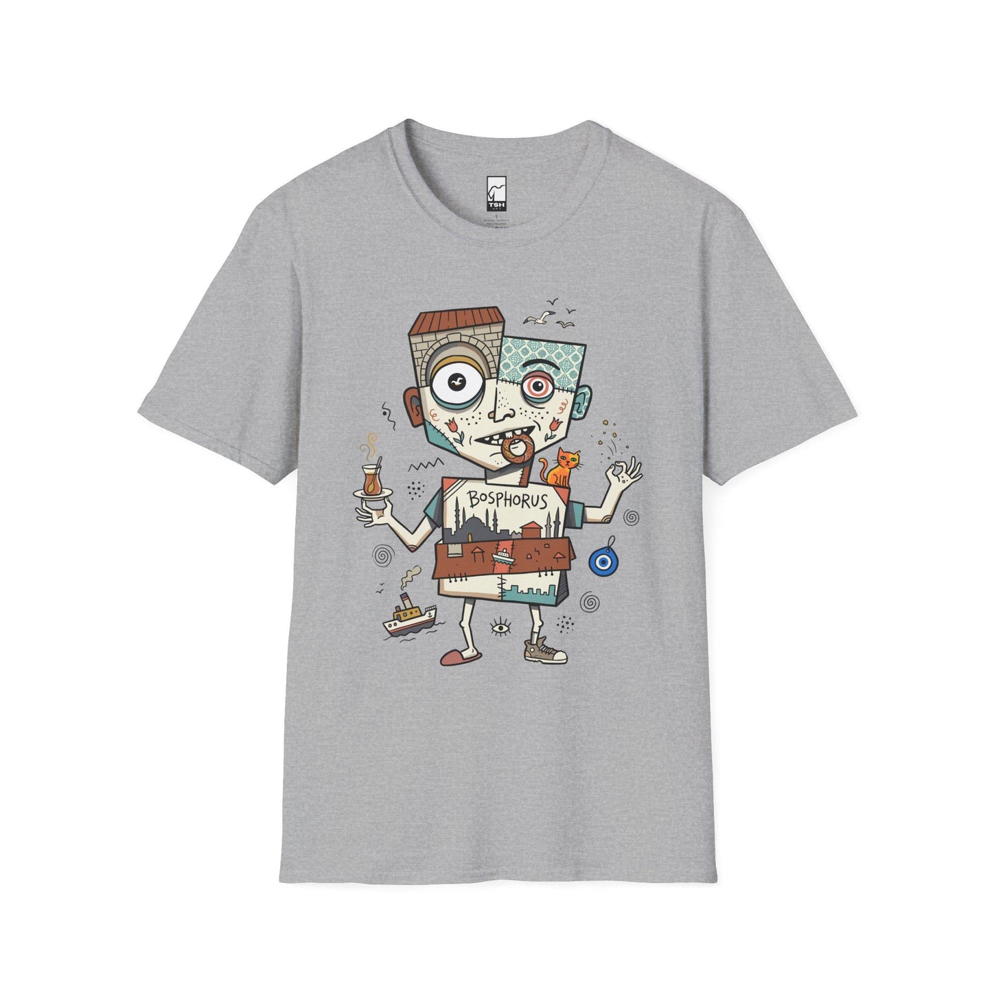 Istanbul Cat Shirt | Bosphorus Tea Tee | Turkish Street Cat T Shirt | Evil Eye Graphic Tee | Ottoman Art Shirt | Turkey Lover Gift