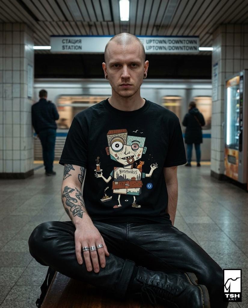 Istanbul Cat Shirt | Bosphorus Tea Tee | Turkish Street Cat T Shirt | Evil Eye Graphic Tee | Ottoman Art Shirt | Turkey Lover Gift