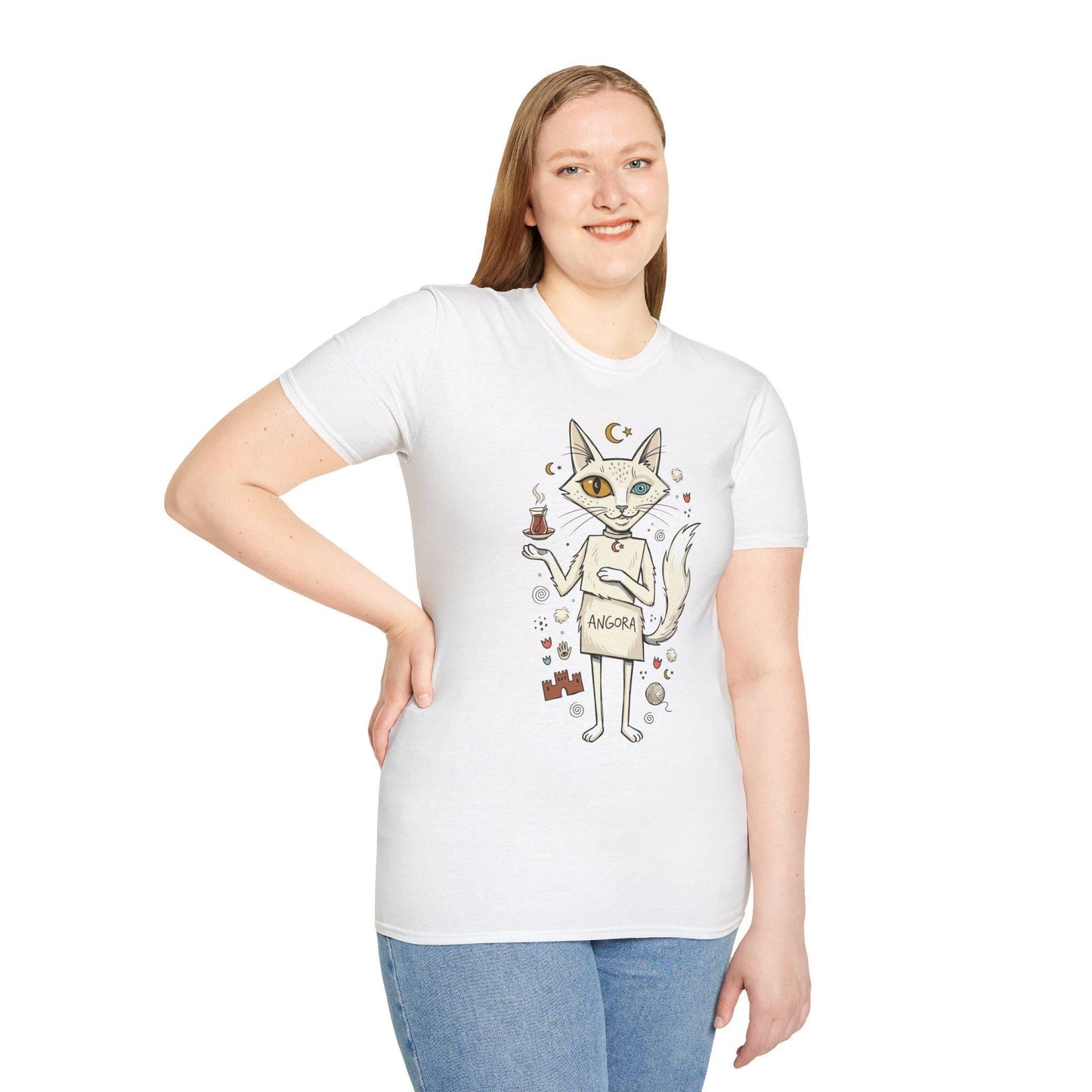 Turkish Angora Cat Tee | Ankara Cat Shirt | Funny White Cat T Shirt | Turkish Culture Graphic Tee | Fluffy Cat Shirt | Cat Lover Gift