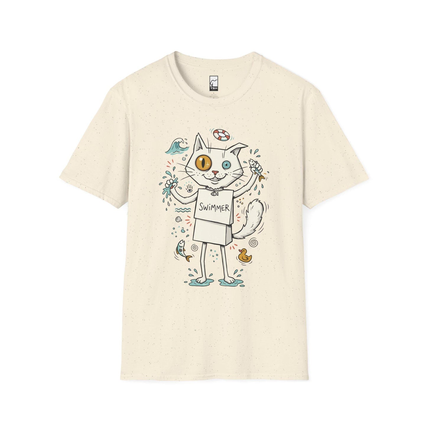 Turkish Van Cat Tee | Swimming Cat Shirt | Funny Water Cat Tee | Heterochromia Graphic Tee | White Cat Shirt | Cat Lover Gift