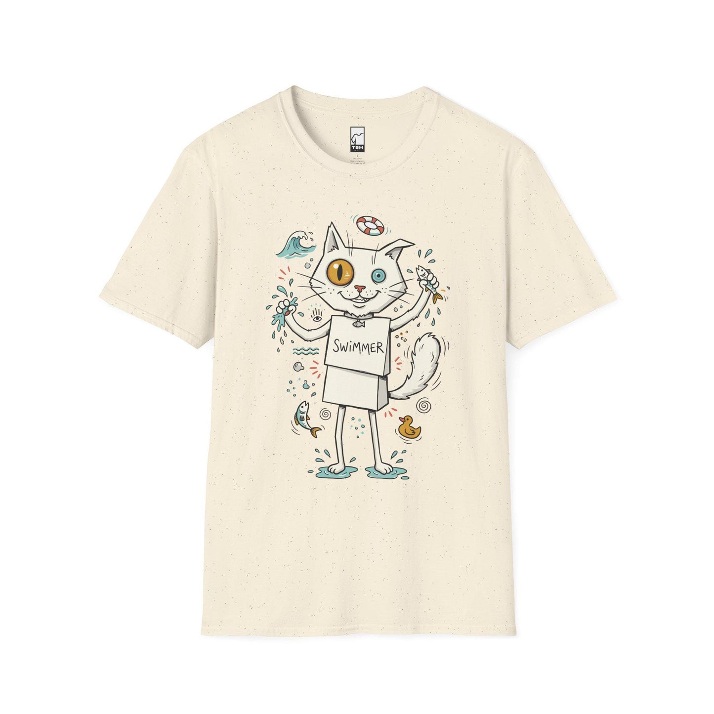 Turkish Van Cat Tee | Swimming Cat Shirt | Funny Water Cat Tee | Heterochromia Graphic Tee | White Cat Shirt | Cat Lover Gift
