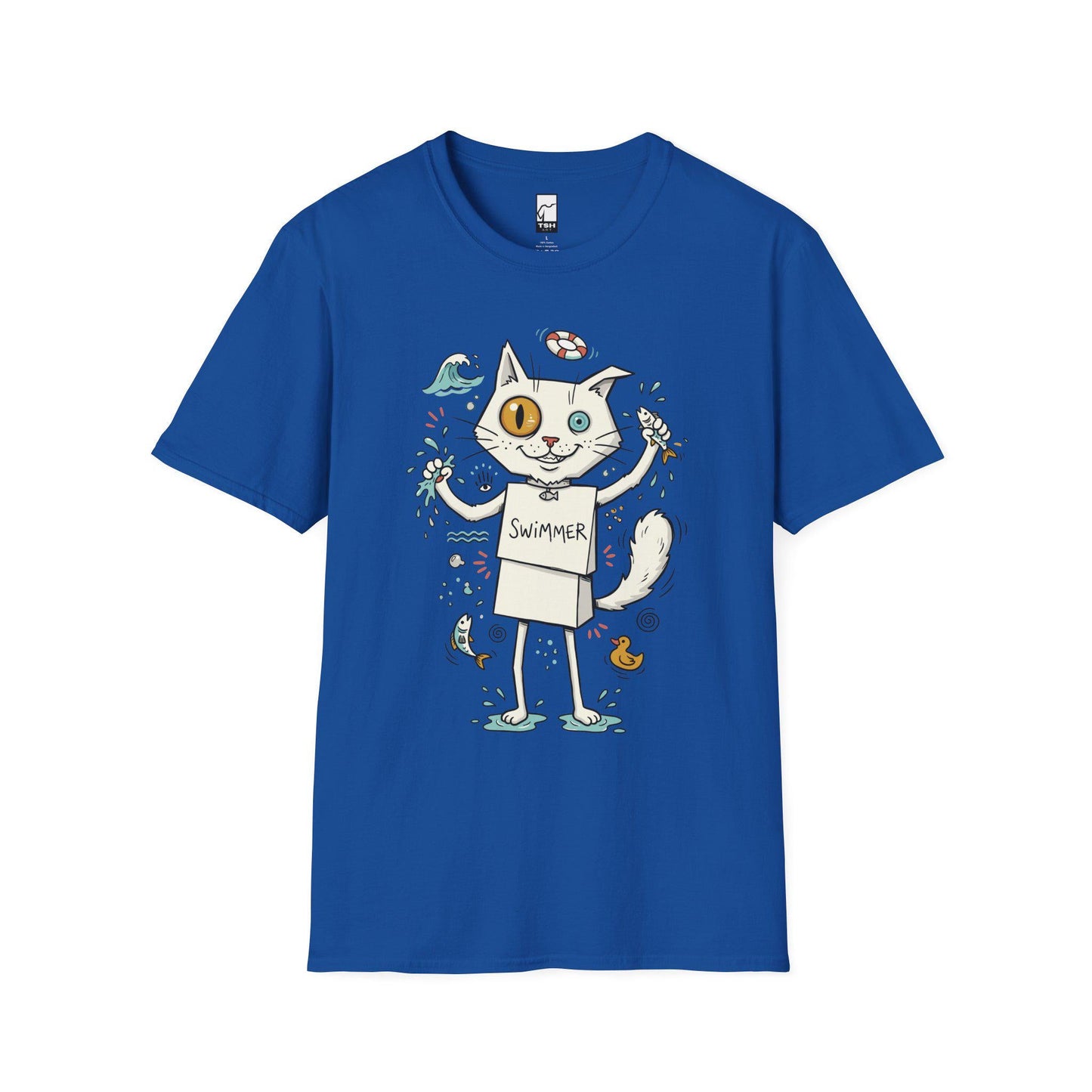 Turkish Van Cat Tee | Swimming Cat Shirt | Funny Water Cat Tee | Heterochromia Graphic Tee | White Cat Shirt | Cat Lover Gift