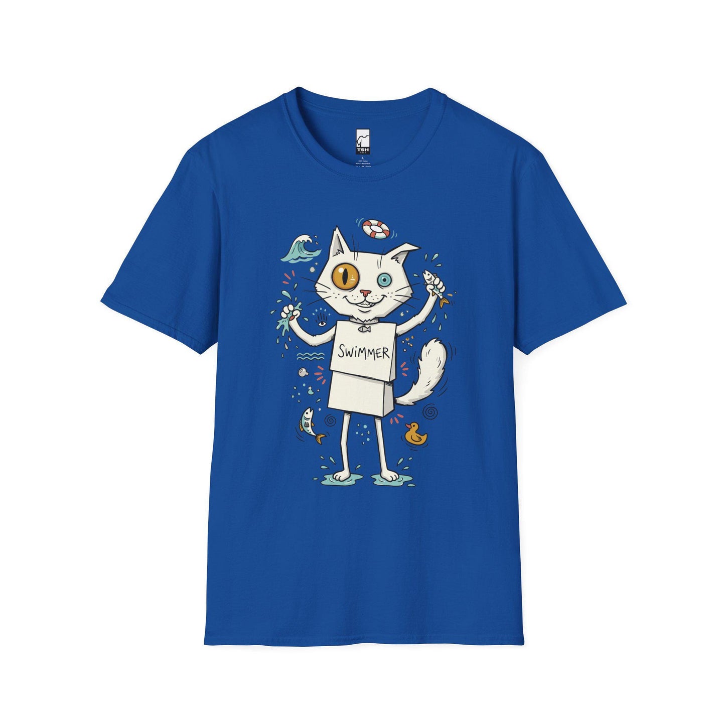 Turkish Van Cat Tee | Swimming Cat Shirt | Funny Water Cat Tee | Heterochromia Graphic Tee | White Cat Shirt | Cat Lover Gift