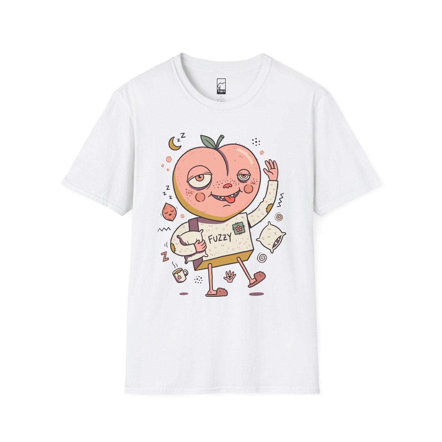 Peach Shirt | Cozy Sleepy Tee | Coffee Lover T Shirt | Lazy Morning Graphic Tee | Kawaii Peach Shirt | Self Care Gift