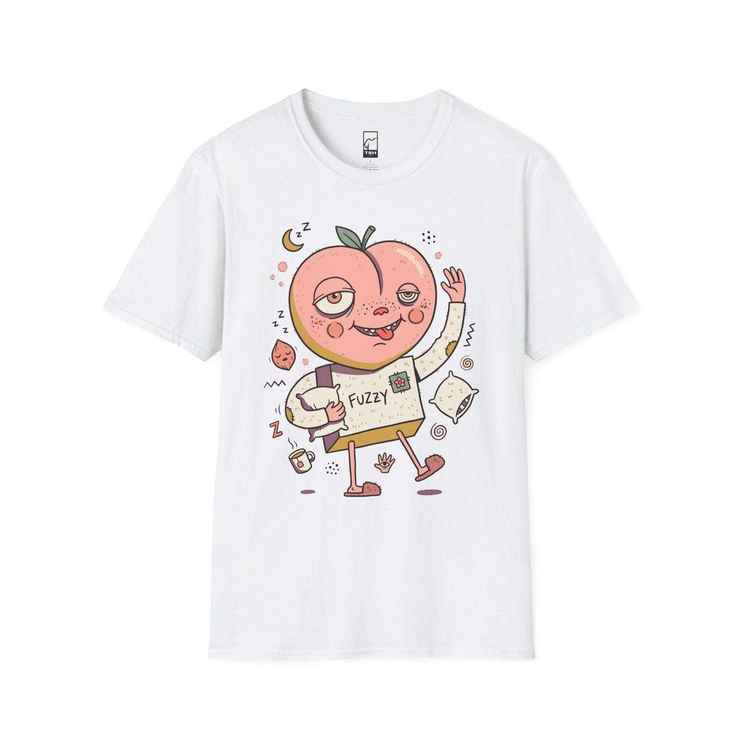 Peach Shirt | Cozy Sleepy Tee | Coffee Lover T Shirt | Lazy Morning Graphic Tee | Kawaii Peach Shirt | Self Care Gift