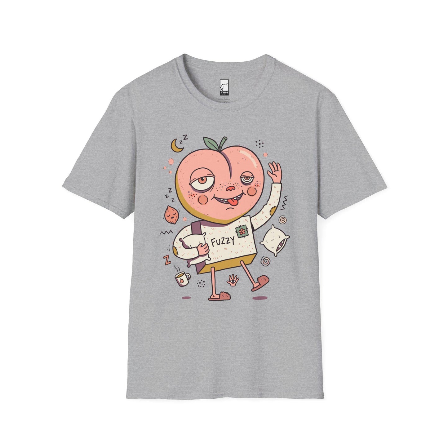 Peach Shirt | Cozy Sleepy Tee | Coffee Lover T Shirt | Lazy Morning Graphic Tee | Kawaii Peach Shirt | Self Care Gift