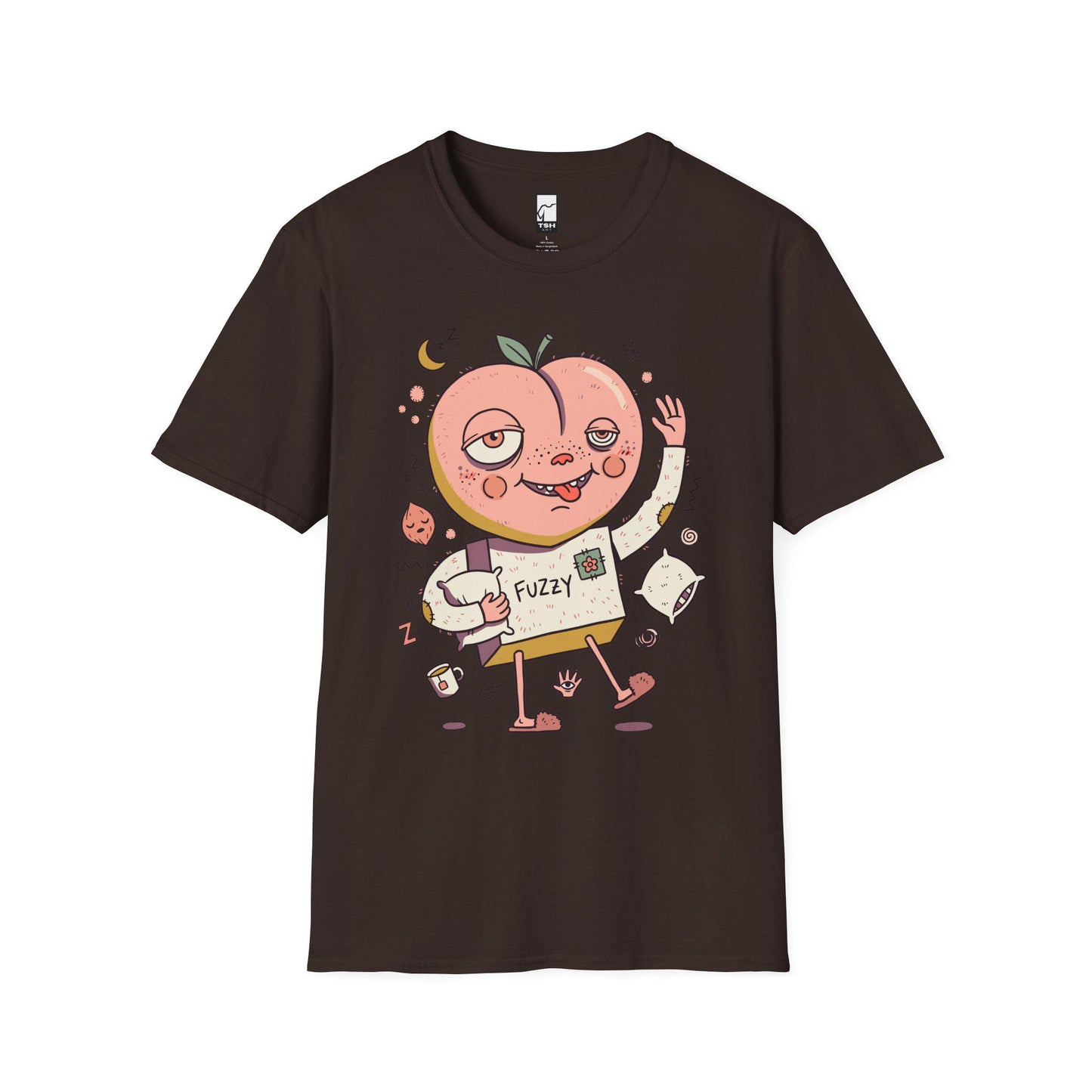 Peach Shirt | Cozy Sleepy Tee | Coffee Lover T Shirt | Lazy Morning Graphic Tee | Kawaii Peach Shirt | Self Care Gift