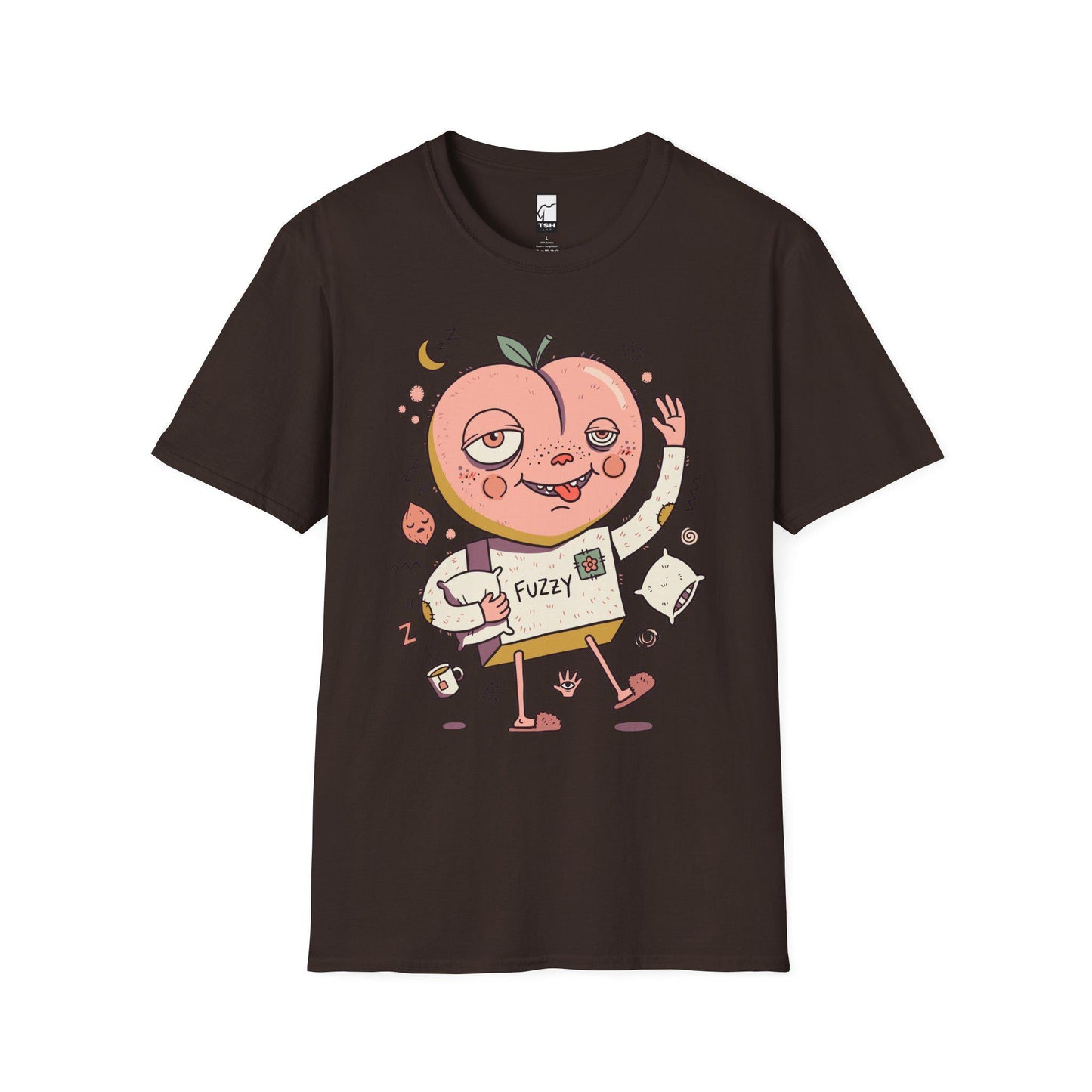 Peach Shirt | Cozy Sleepy Tee | Coffee Lover T Shirt | Lazy Morning Graphic Tee | Kawaii Peach Shirt | Self Care Gift
