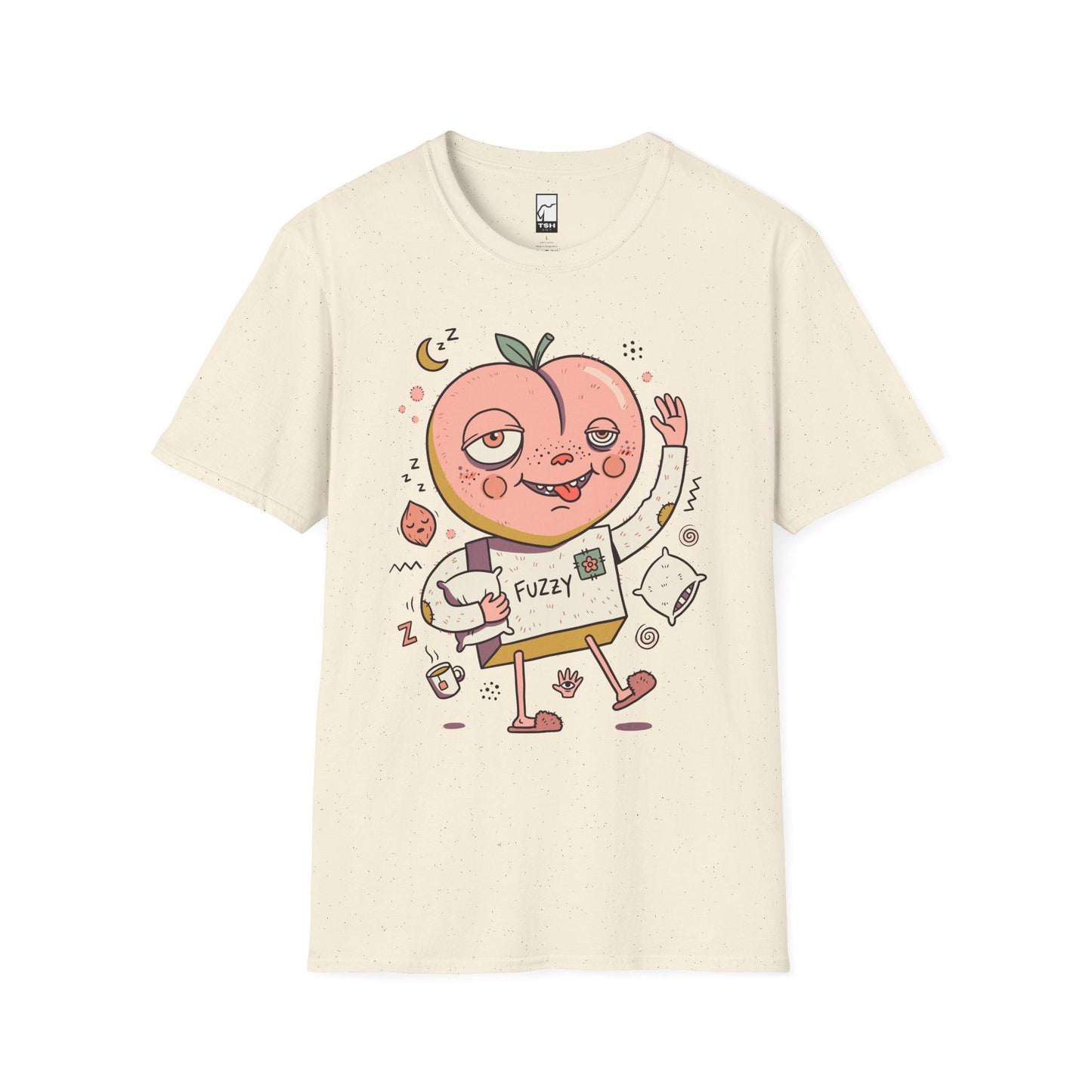 Peach Shirt | Cozy Sleepy Tee | Coffee Lover T Shirt | Lazy Morning Graphic Tee | Kawaii Peach Shirt | Self Care Gift