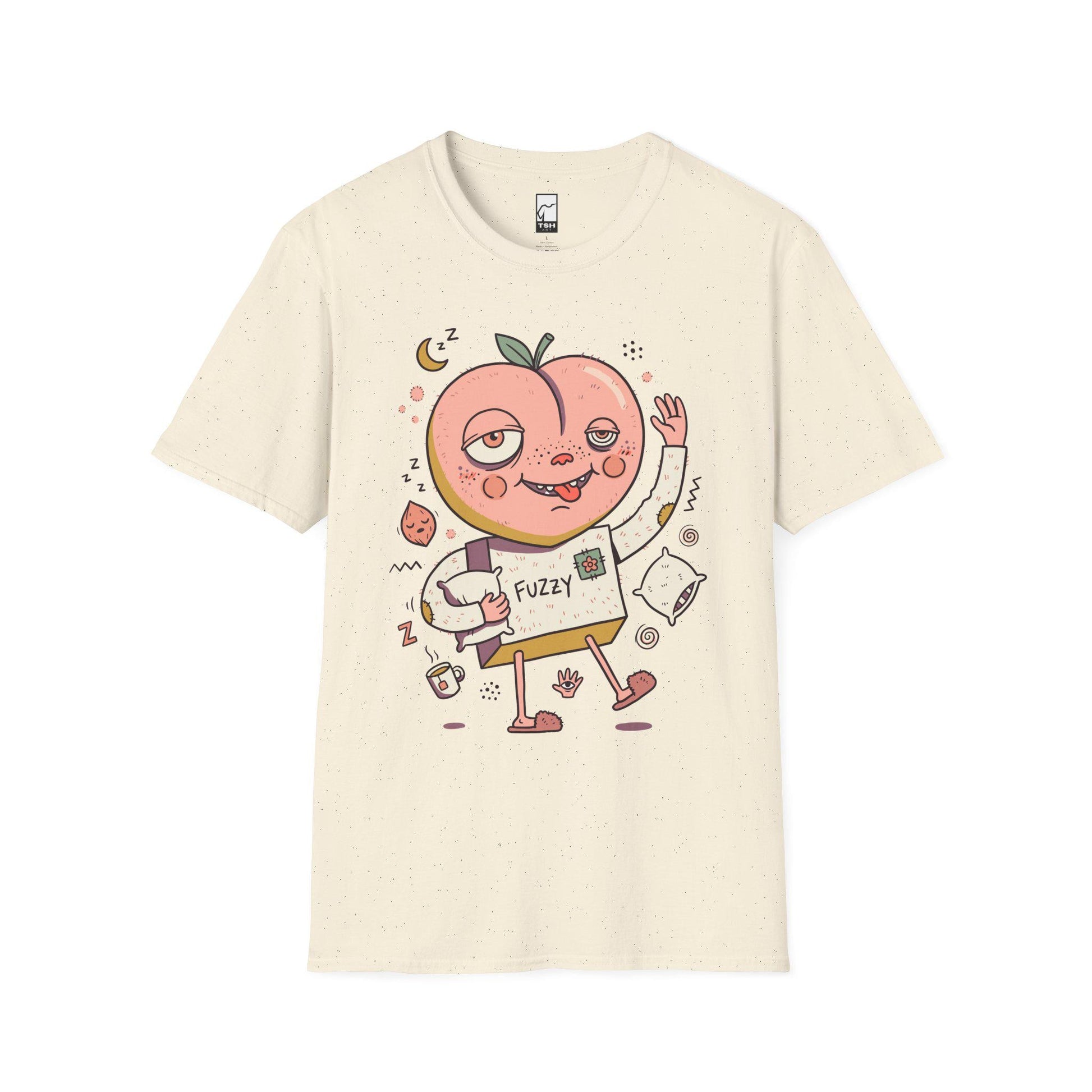 Peach Shirt | Cozy Sleepy Tee | Coffee Lover T Shirt | Lazy Morning Graphic Tee | Kawaii Peach Shirt | Self Care Gift