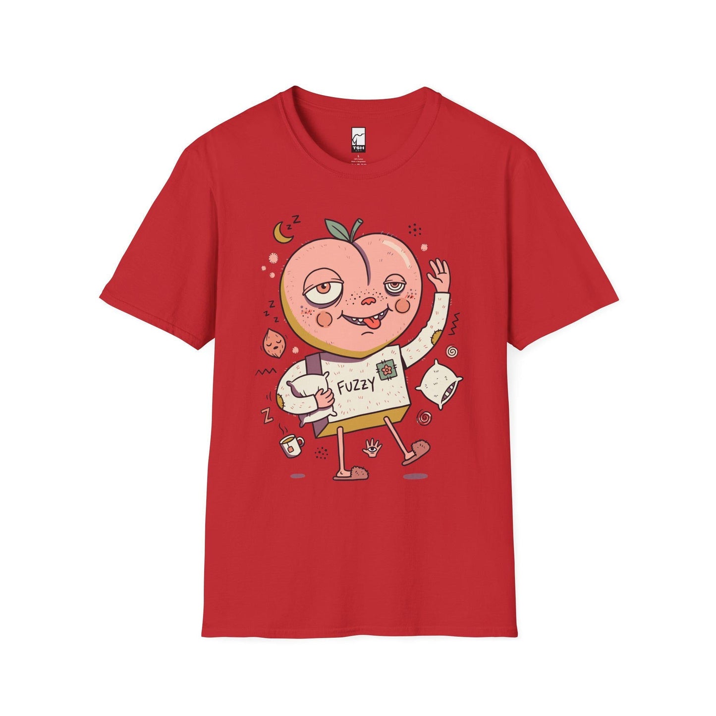 Peach Shirt | Cozy Sleepy Tee | Coffee Lover T Shirt | Lazy Morning Graphic Tee | Kawaii Peach Shirt | Self Care Gift