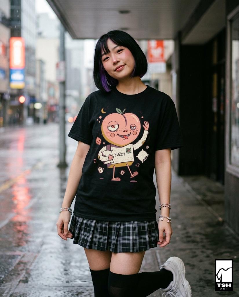 Peach Shirt | Cozy Sleepy Tee | Coffee Lover T Shirt | Lazy Morning Graphic Tee | Kawaii Peach Shirt | Self Care Gift