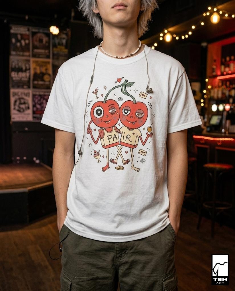 Cherry Shirt | Couple Matching Tee | Cute Fruit T Shirt | Valentine Graphic Tee | Anniversary Shirt | Couple Lover Gift