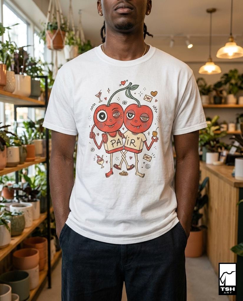 Cherry Shirt | Couple Matching Tee | Cute Fruit T Shirt | Valentine Graphic Tee | Anniversary Shirt | Couple Lover Gift