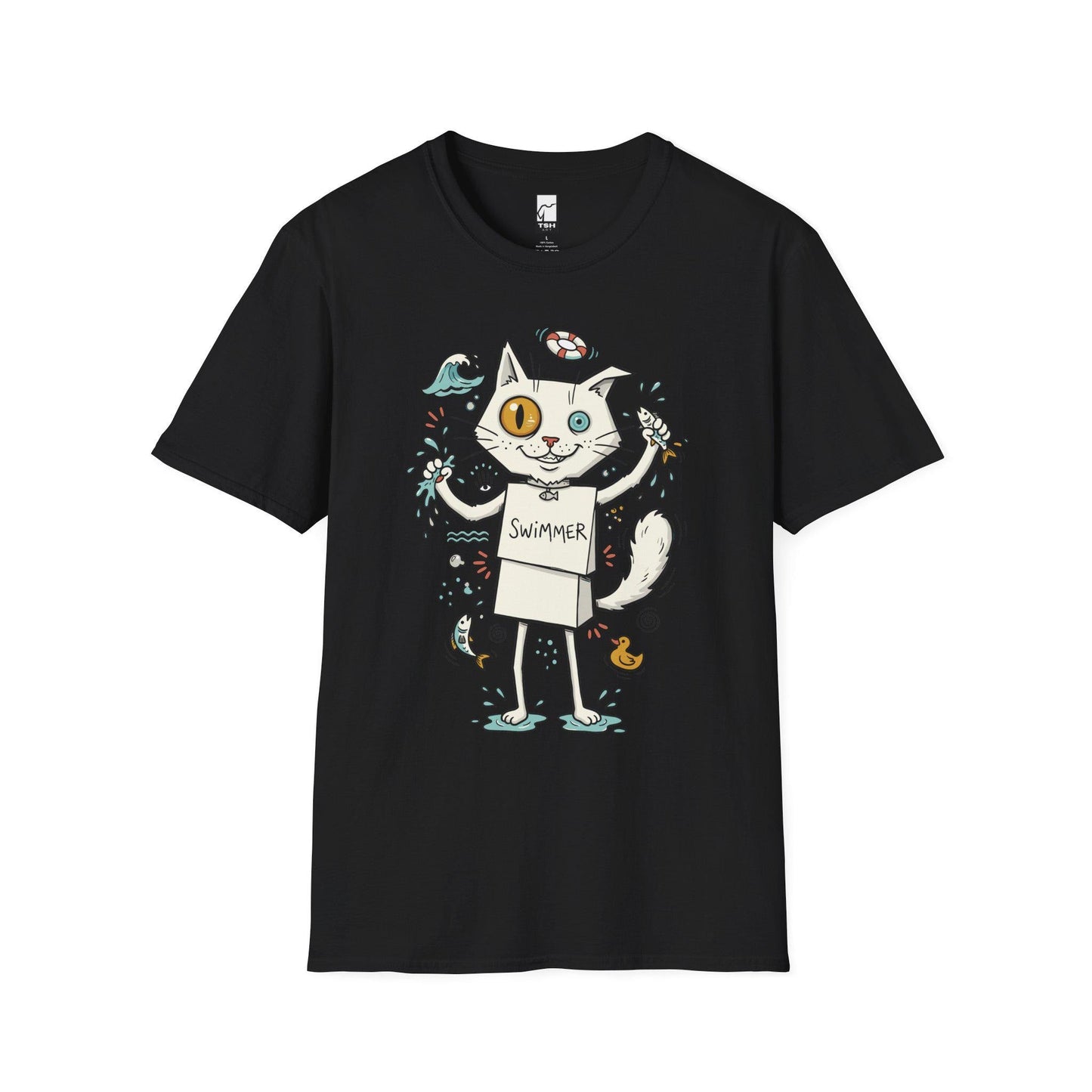 Turkish Van Cat Tee | Swimming Cat Shirt | Funny Water Cat Tee | Heterochromia Graphic Tee | White Cat Shirt | Cat Lover Gift
