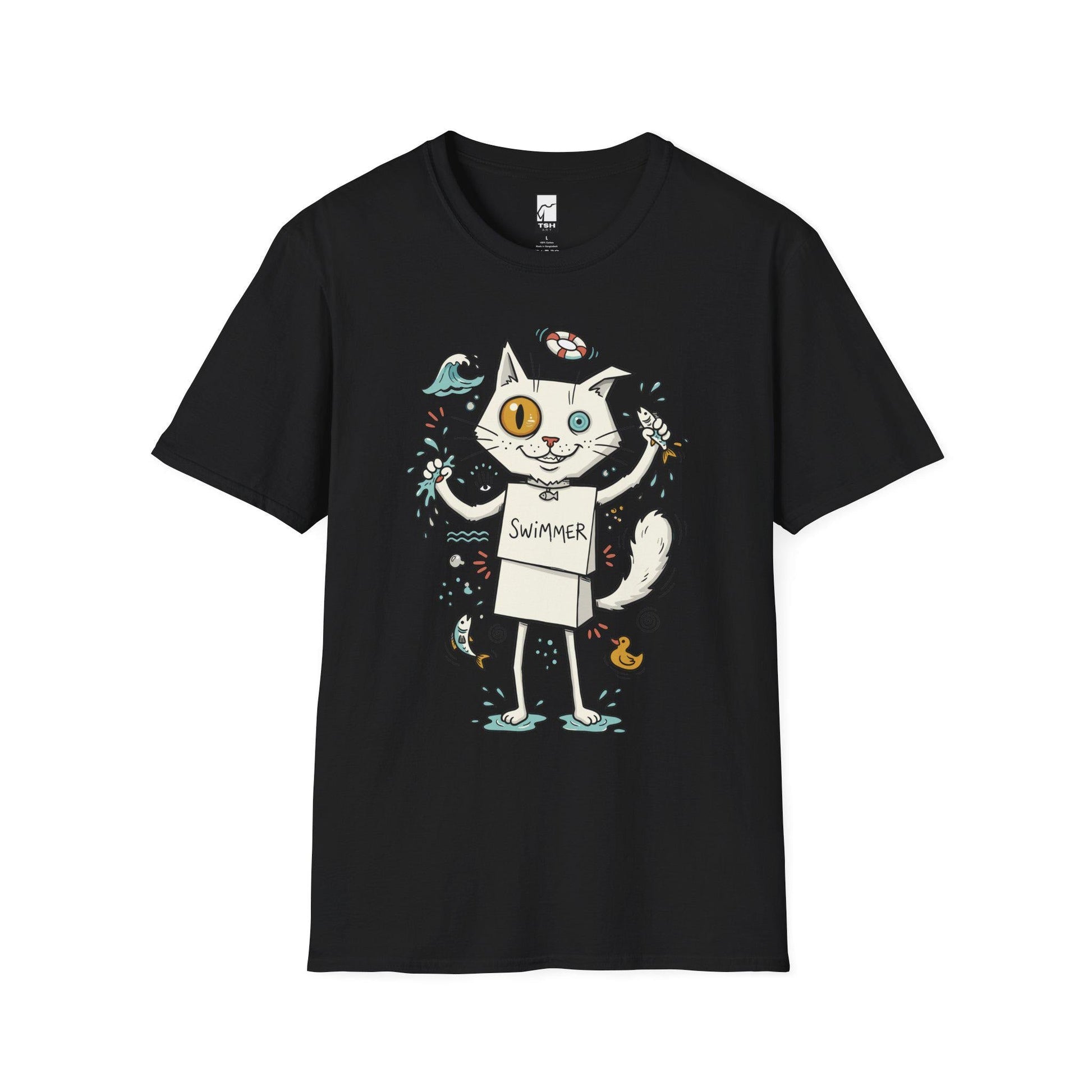 Turkish Van Cat Tee | Swimming Cat Shirt | Funny Water Cat Tee | Heterochromia Graphic Tee | White Cat Shirt | Cat Lover Gift