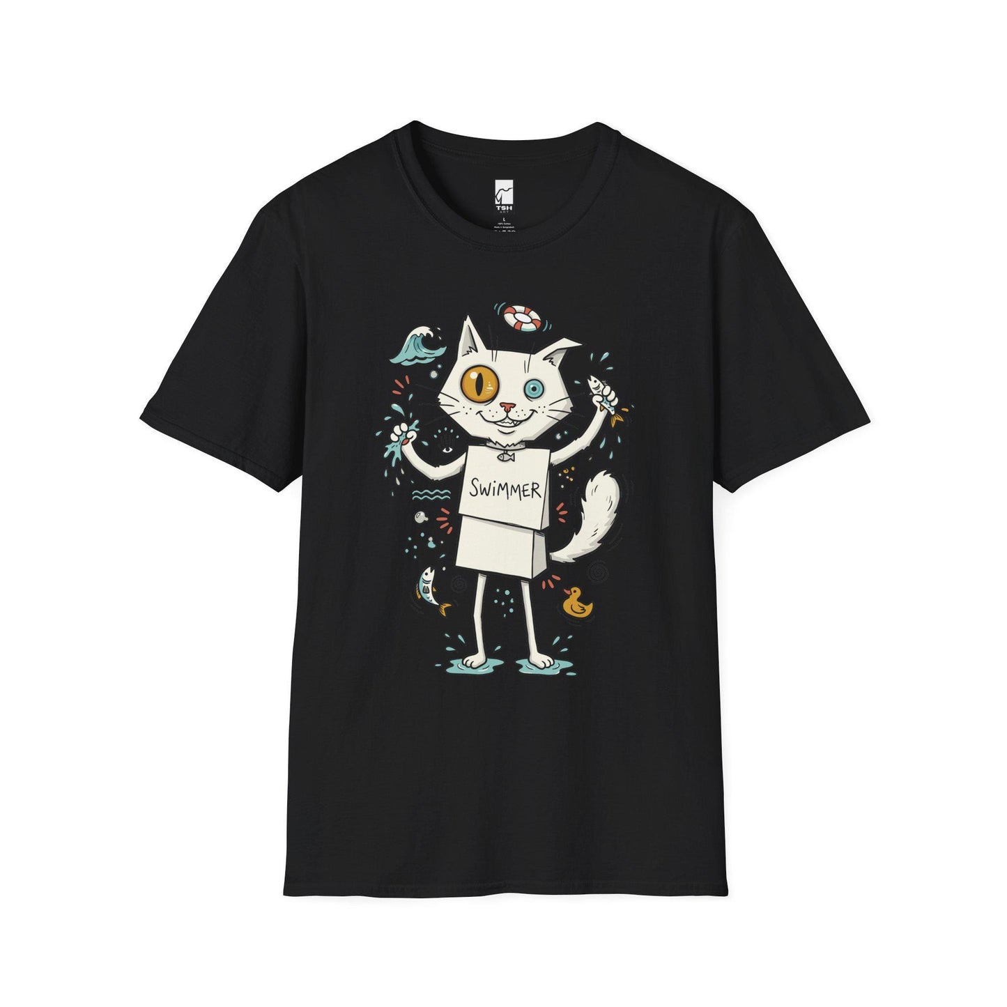 Turkish Van Cat Tee | Swimming Cat Shirt | Funny Water Cat Tee | Heterochromia Graphic Tee | White Cat Shirt | Cat Lover Gift