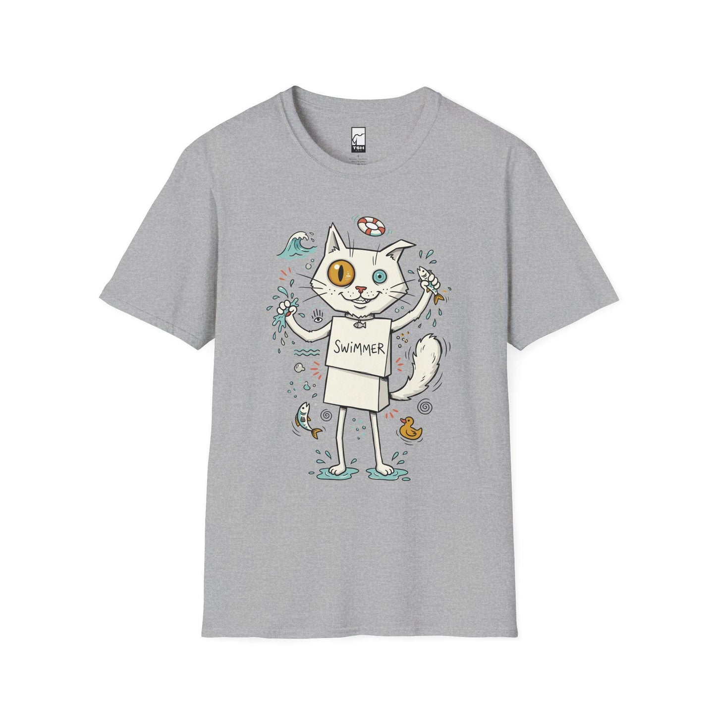 Turkish Van Cat Tee | Swimming Cat Shirt | Funny Water Cat Tee | Heterochromia Graphic Tee | White Cat Shirt | Cat Lover Gift