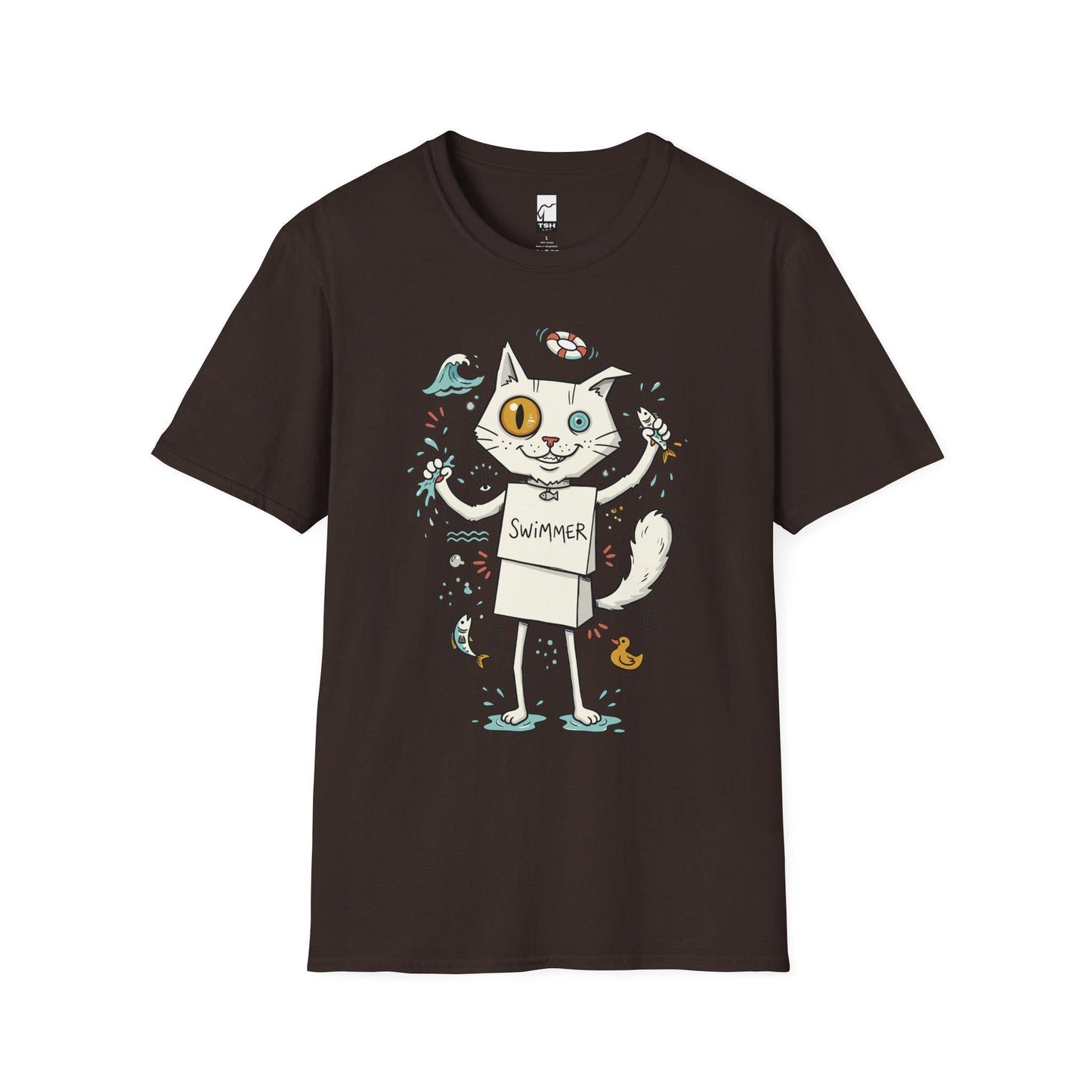 Turkish Van Cat Tee | Swimming Cat Shirt | Funny Water Cat Tee | Heterochromia Graphic Tee | White Cat Shirt | Cat Lover Gift