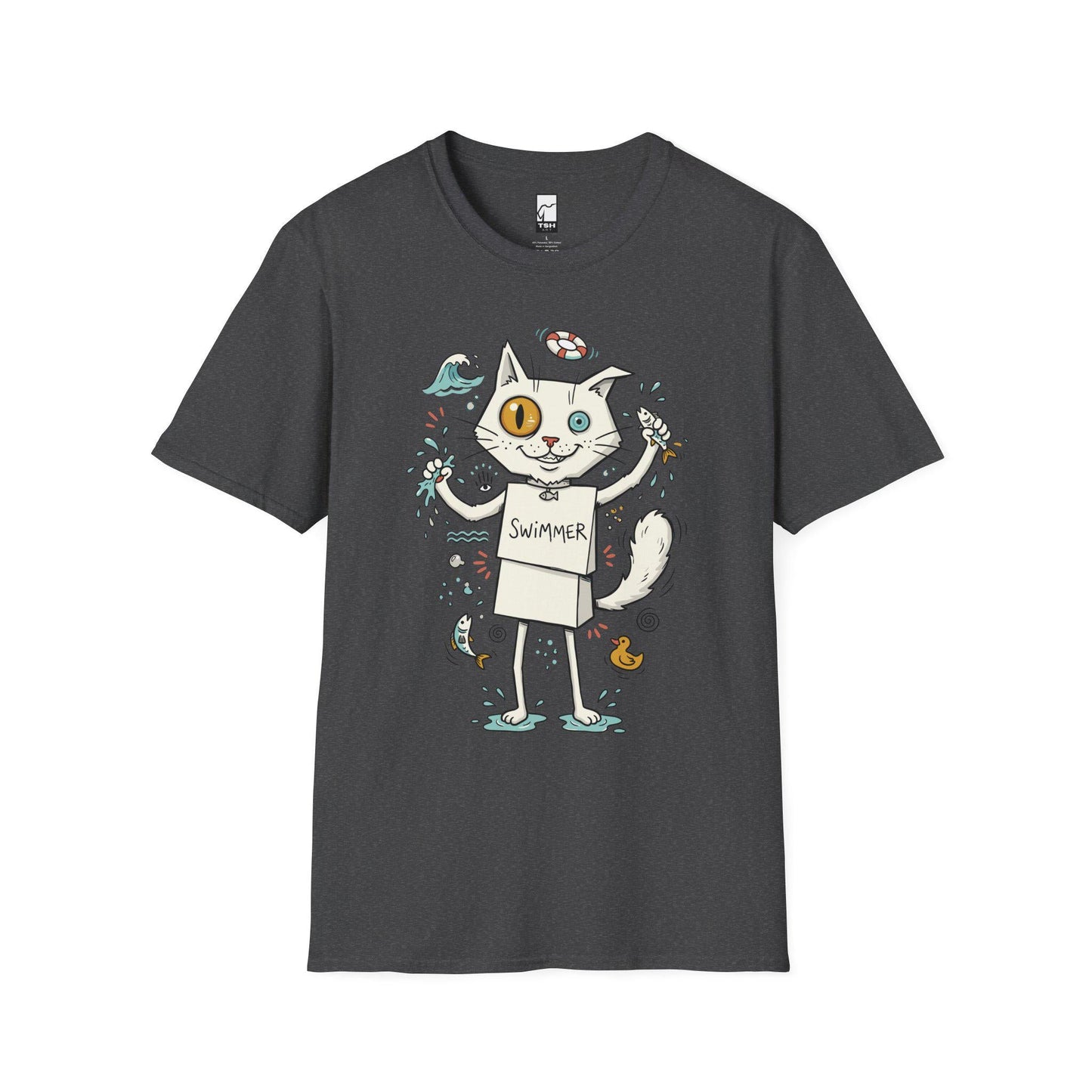 Turkish Van Cat Tee | Swimming Cat Shirt | Funny Water Cat Tee | Heterochromia Graphic Tee | White Cat Shirt | Cat Lover Gift