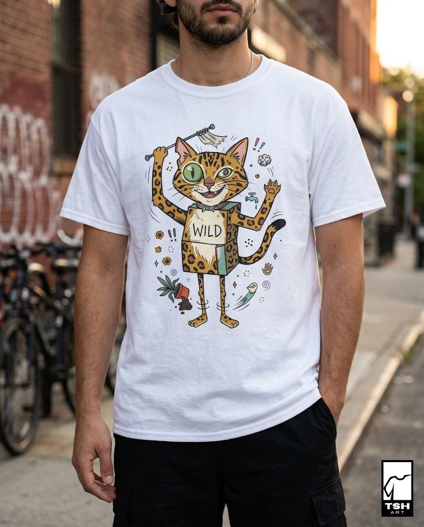 Bengal Cat Shirt | Funny Cat Lover Tee | Zoomies Cat T Shirt | Mischievous Kitty Graphic Tee | Chaotic Cat Shirt | Cat Lover Gift