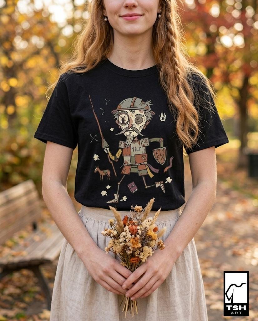 Don Quixote Shirt | Spanish Knight Tee | Funny Literary T Shirt | Windmill Graphic Tee | Spain Culture Shirt | Book Lover Gift