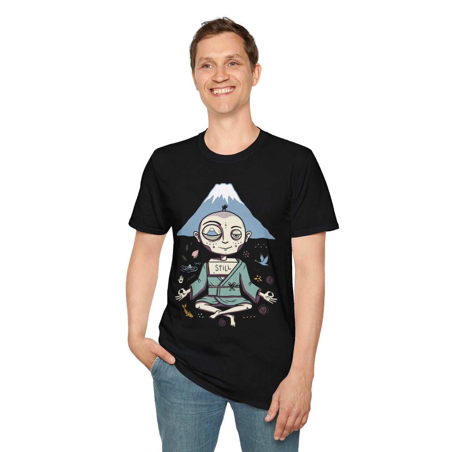 Zen Meditation Shirt | Mount Fuji Tee | Funny Japan Graphic Tee | Japanese Art T Shirt | Mindfulness Travel Tee | Unisex Gift