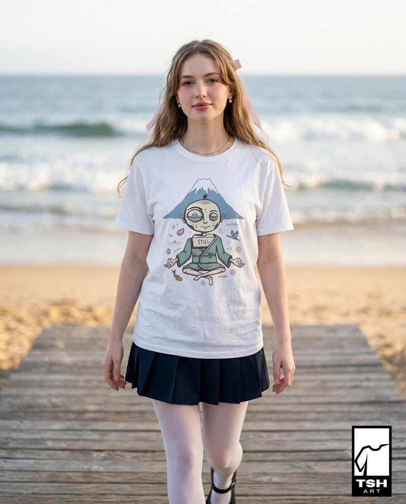 Zen Meditation Shirt | Mount Fuji Tee | Funny Japan Graphic Tee | Japanese Art T Shirt | Mindfulness Travel Tee | Unisex Gift
