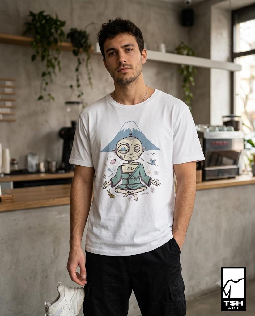 Zen Meditation Shirt | Mount Fuji Tee | Funny Japan Graphic Tee | Japanese Art T Shirt | Mindfulness Travel Tee | Unisex Gift