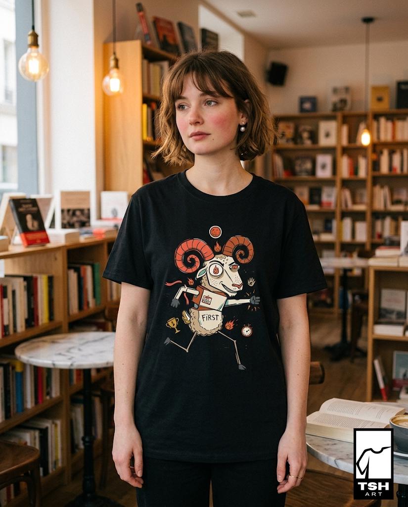 Aries Zodiac Shirt | Ram Astrology Tee | Bold Zodiac T Shirt | Star Sign Graphic Tee | Fire Sign Shirt | Zodiac Birthday Gift