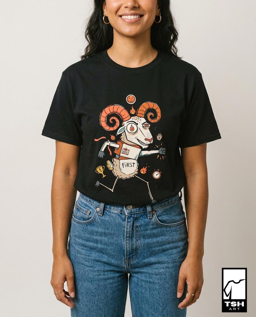 Aries Zodiac Shirt | Ram Astrology Tee | Bold Zodiac T Shirt | Star Sign Graphic Tee | Fire Sign Shirt | Zodiac Birthday Gift