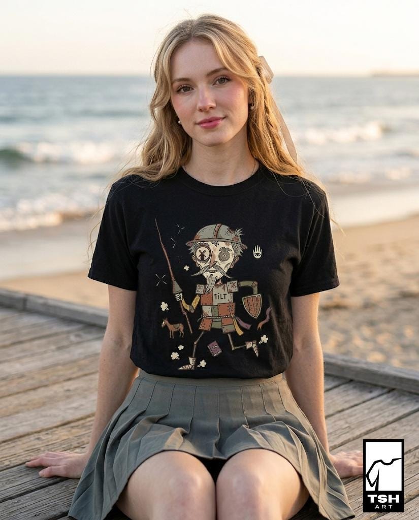 Don Quixote Shirt | Spanish Knight Tee | Funny Literary T Shirt | Windmill Graphic Tee | Spain Culture Shirt | Book Lover Gift