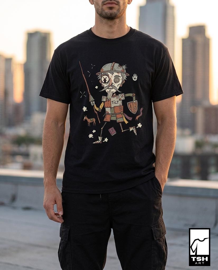 Don Quixote Shirt | Spanish Knight Tee | Funny Literary T Shirt | Windmill Graphic Tee | Spain Culture Shirt | Book Lover Gift