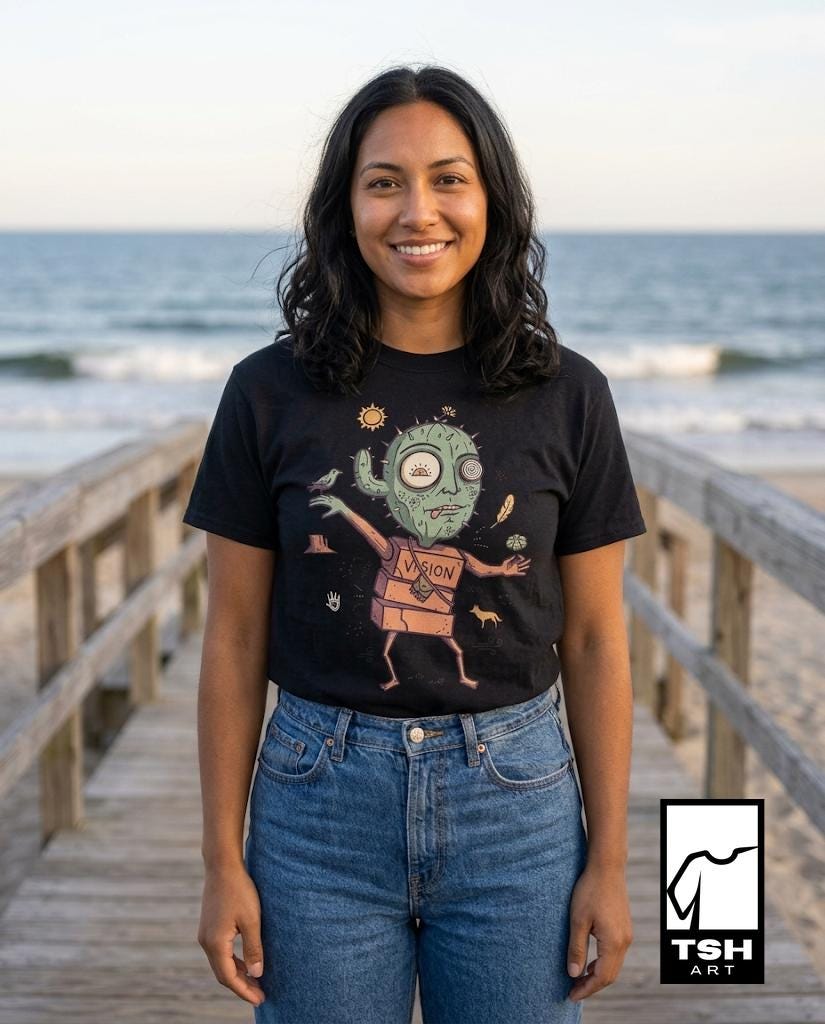 Psychedelic Cactus Tee | Vision Quest T Shirt | Desert Shaman Shirt | Sacred Cactus Graphic Tee | Mystical Spiritual Shirt | Unisex Gift