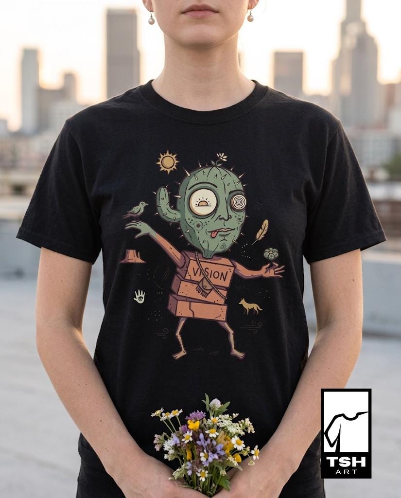 Psychedelic Cactus Tee | Vision Quest T Shirt | Desert Shaman Shirt | Sacred Cactus Graphic Tee | Mystical Spiritual Shirt | Unisex Gift