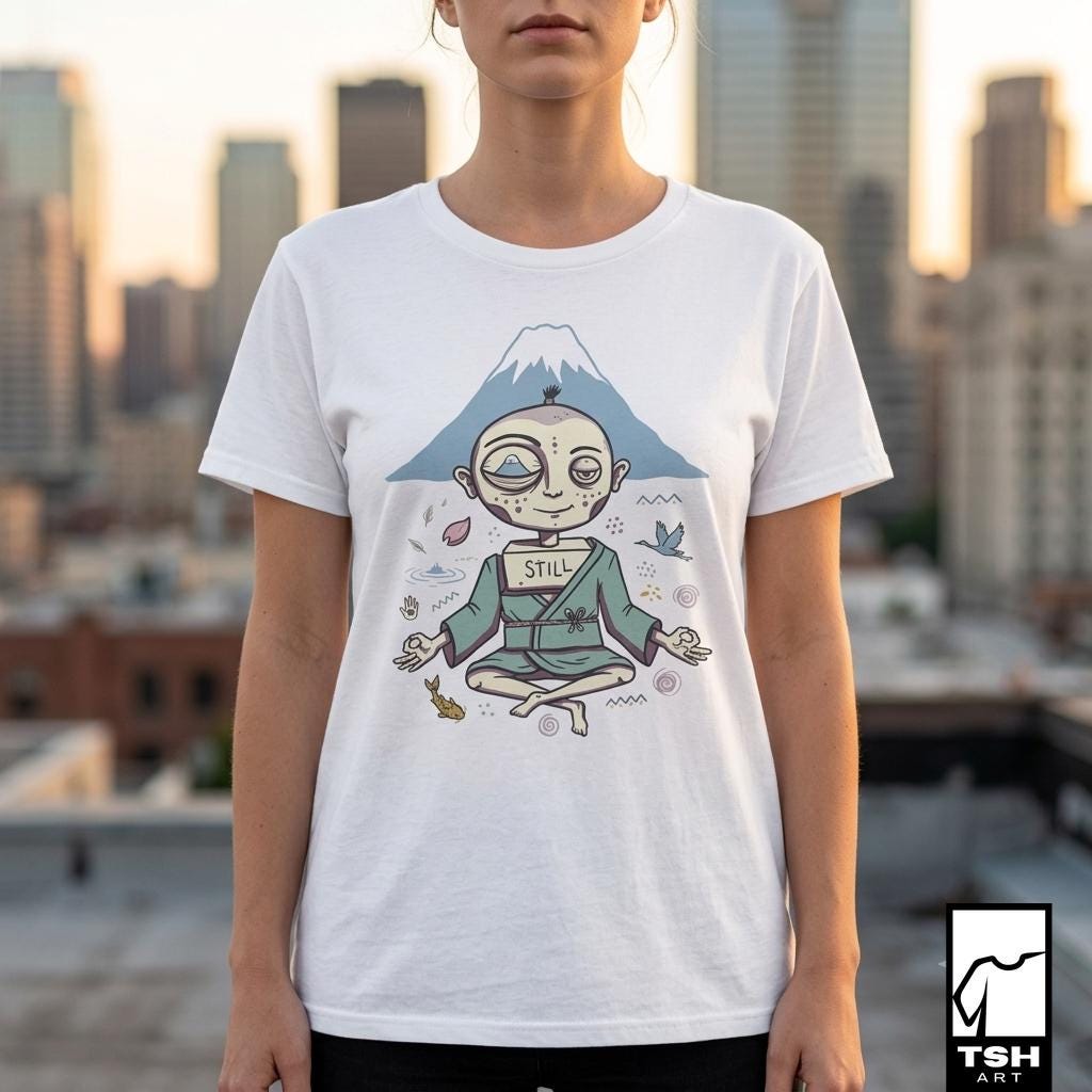 Zen Meditation Shirt | Mount Fuji Tee | Funny Japan Graphic Tee | Japanese Art T Shirt | Mindfulness Travel Tee | Unisex Gift
