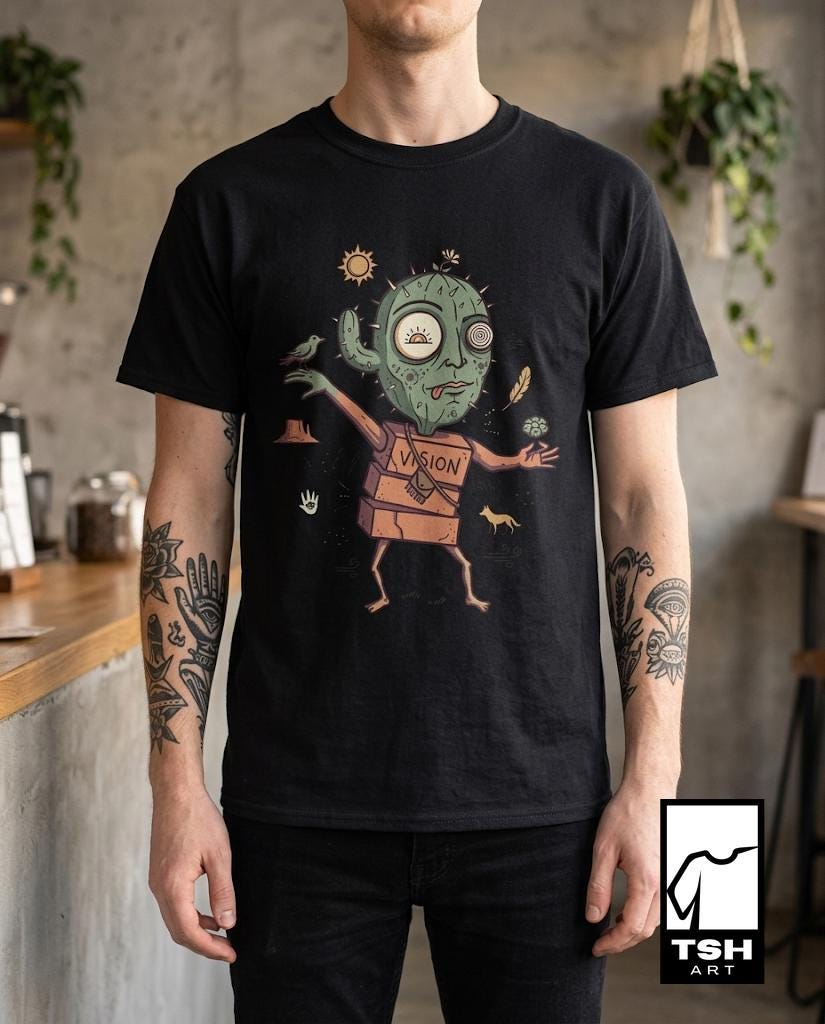 Psychedelic Cactus Tee | Vision Quest T Shirt | Desert Shaman Shirt | Sacred Cactus Graphic Tee | Mystical Spiritual Shirt | Unisex Gift