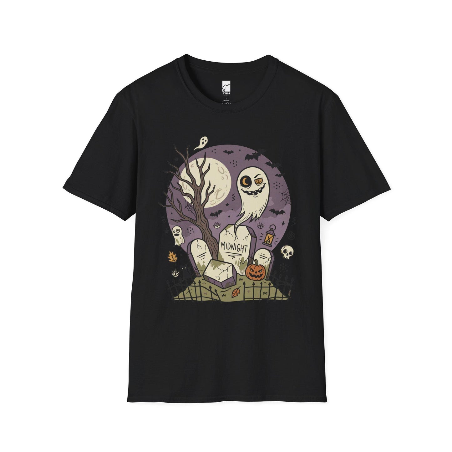 Spooky Graveyard T Shirt | Ghost Halloween Shirt | Full Moon Graphic Tee | Haunted Cemetery Shirt | Vintage Halloween Tee | Unisex Gift