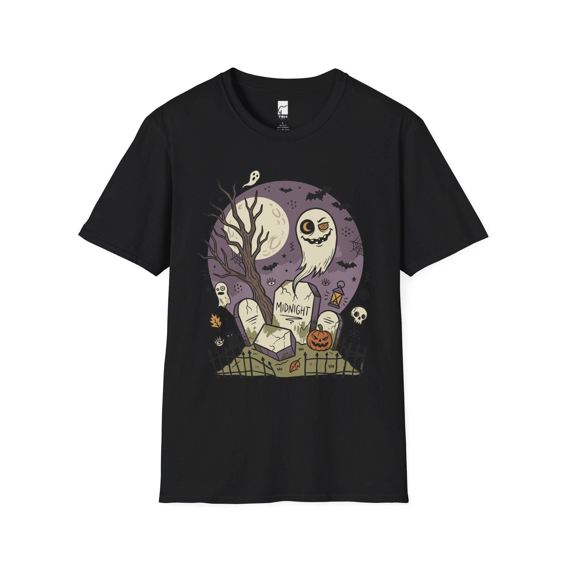 Spooky Graveyard T Shirt | Ghost Halloween Shirt | Full Moon Graphic Tee | Haunted Cemetery Shirt | Vintage Halloween Tee | Unisex Gift