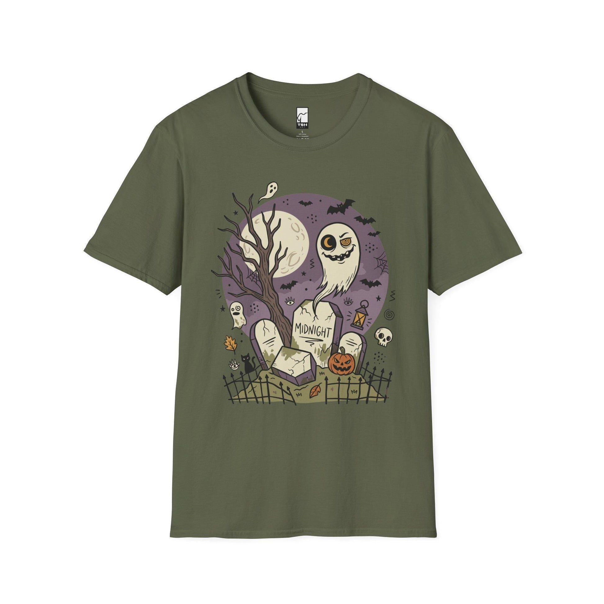 Spooky Graveyard T Shirt | Ghost Halloween Shirt | Full Moon Graphic Tee | Haunted Cemetery Shirt | Vintage Halloween Tee | Unisex Gift