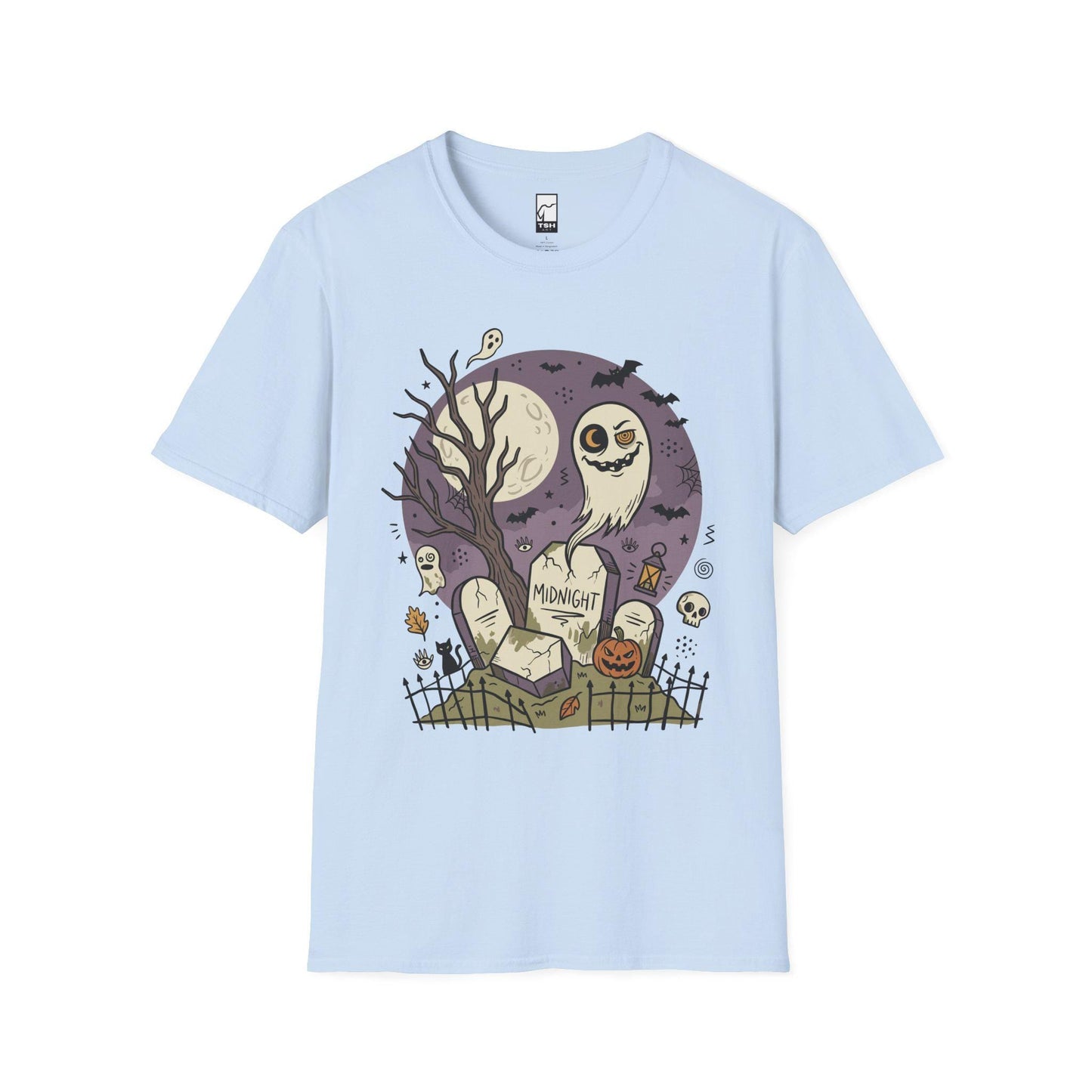 Spooky Graveyard T Shirt | Ghost Halloween Shirt | Full Moon Graphic Tee | Haunted Cemetery Shirt | Vintage Halloween Tee | Unisex Gift