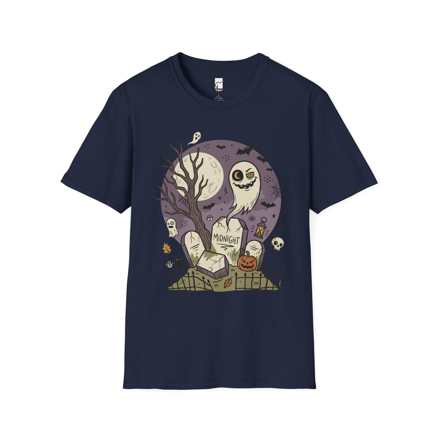 Spooky Graveyard T Shirt | Ghost Halloween Shirt | Full Moon Graphic Tee | Haunted Cemetery Shirt | Vintage Halloween Tee | Unisex Gift
