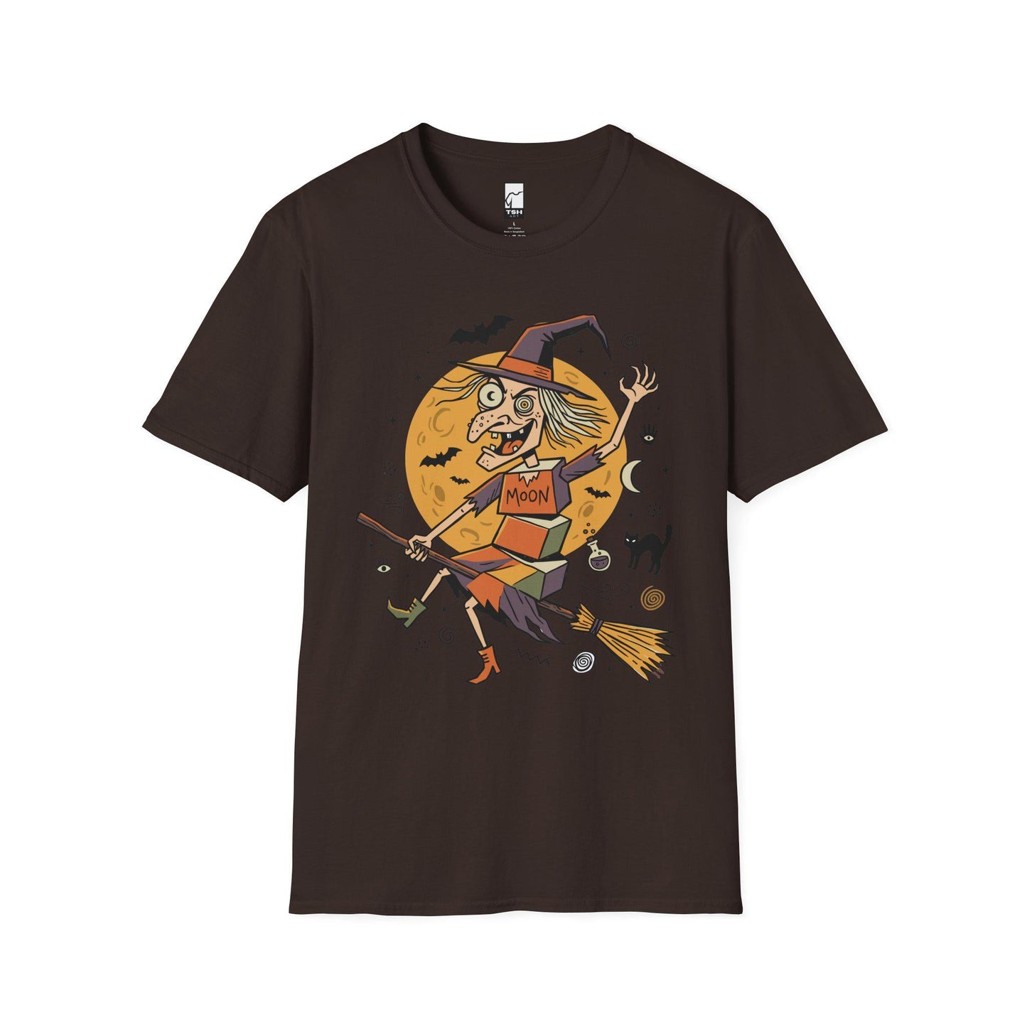 Funny Witch T-Shirt | Vintage Witch Shirt | Flying Broom Graphic Tee | Retro Halloween Shirt | Spooky Witch Gift | Unisex Halloween Tee
