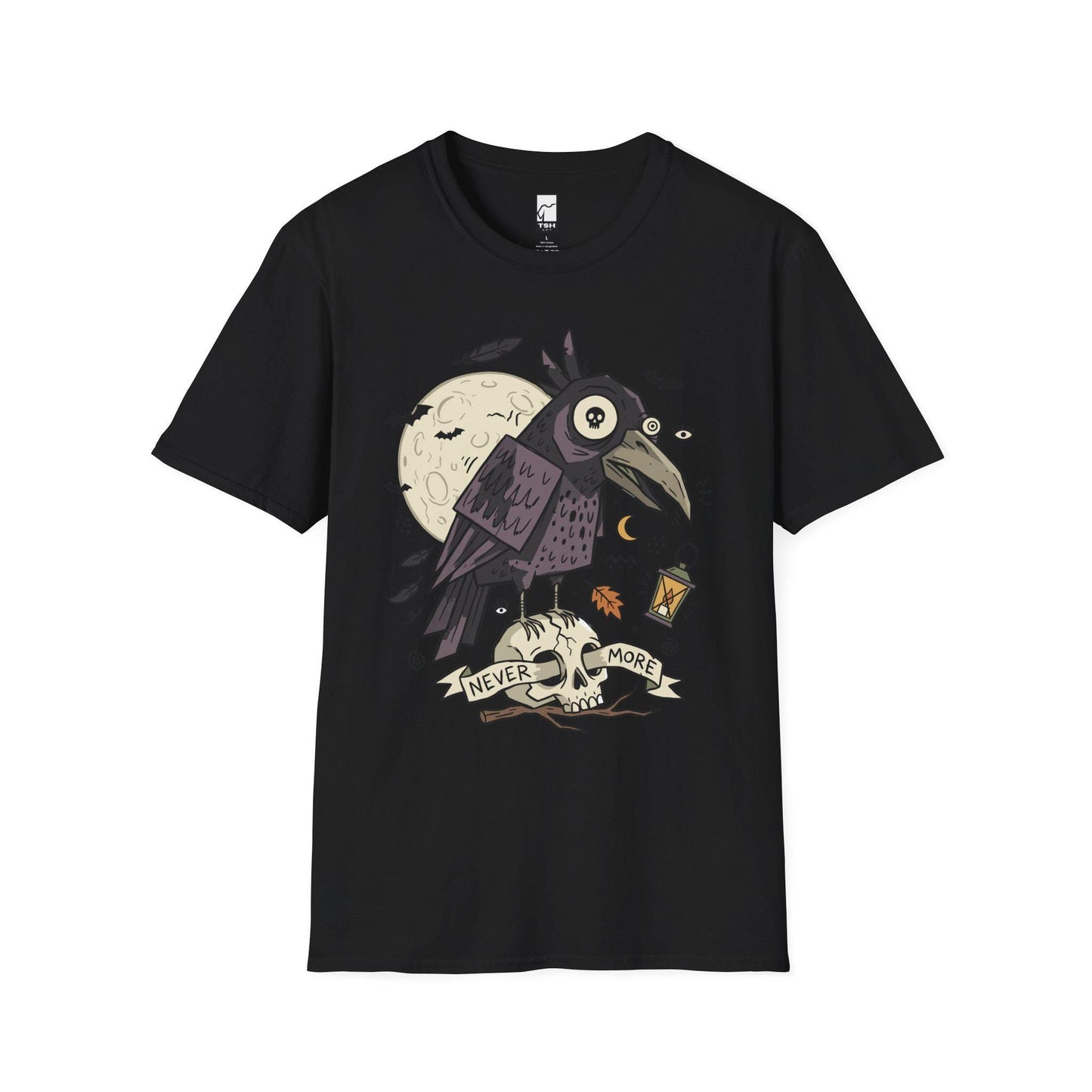 Halloween Raven Skull Shirt | Gothic Crow Graphic Tee | Full Moon T Shirt | Dark Academia Tattoo Tee | Vintage Horror Tee | Unisex Gift