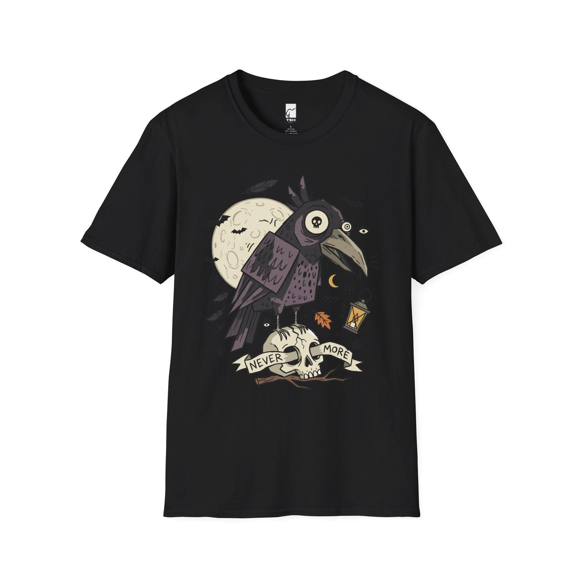 Halloween Raven Skull Shirt | Gothic Crow Graphic Tee | Full Moon T Shirt | Dark Academia Tattoo Tee | Vintage Horror Tee | Unisex Gift