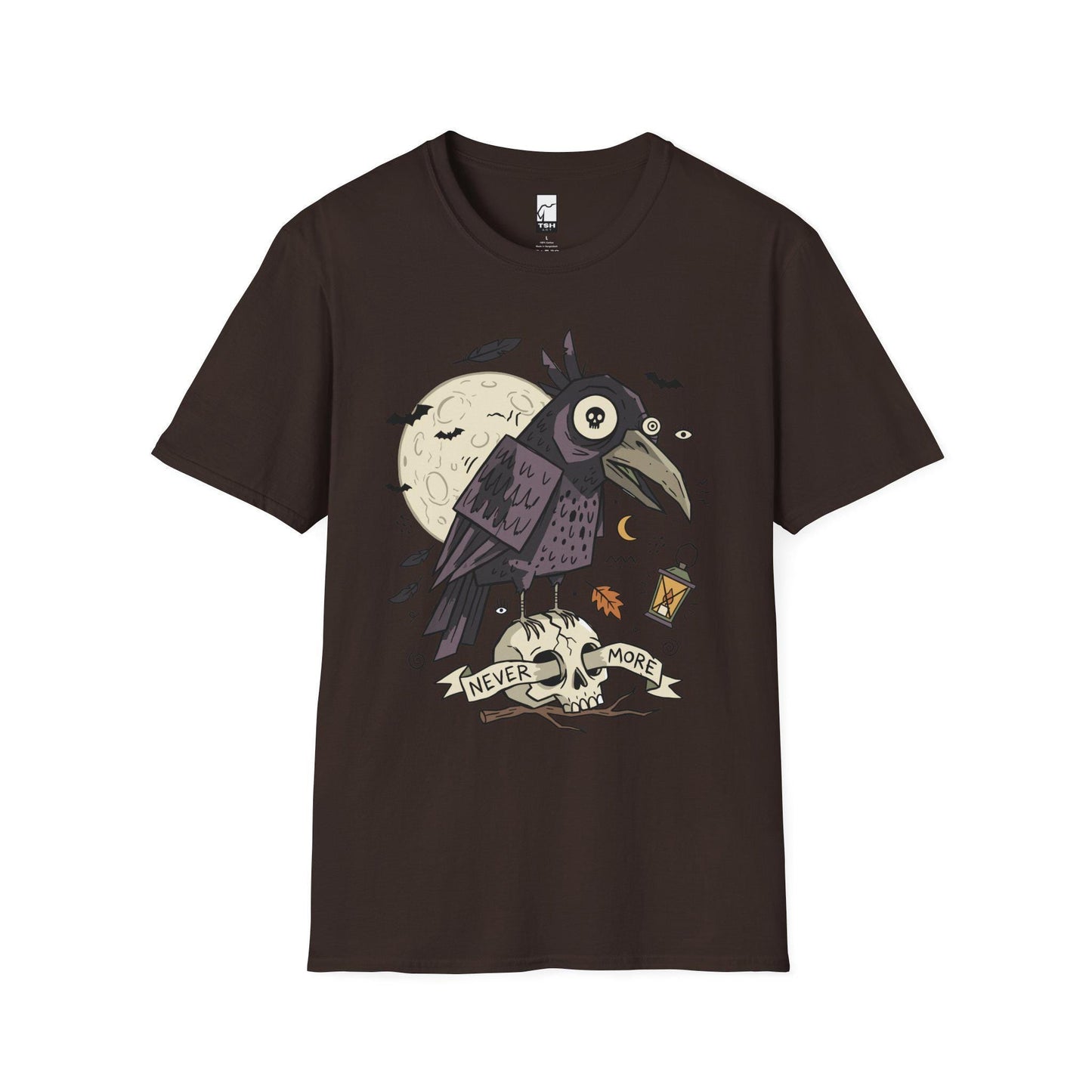 Halloween Raven Skull Shirt | Gothic Crow Graphic Tee | Full Moon T Shirt | Dark Academia Tattoo Tee | Vintage Horror Tee | Unisex Gift
