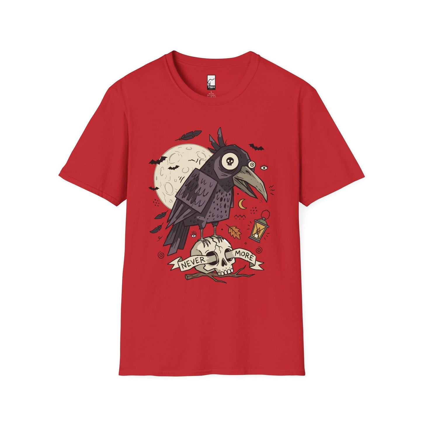 Halloween Raven Skull Shirt | Gothic Crow Graphic Tee | Full Moon T Shirt | Dark Academia Tattoo Tee | Vintage Horror Tee | Unisex Gift