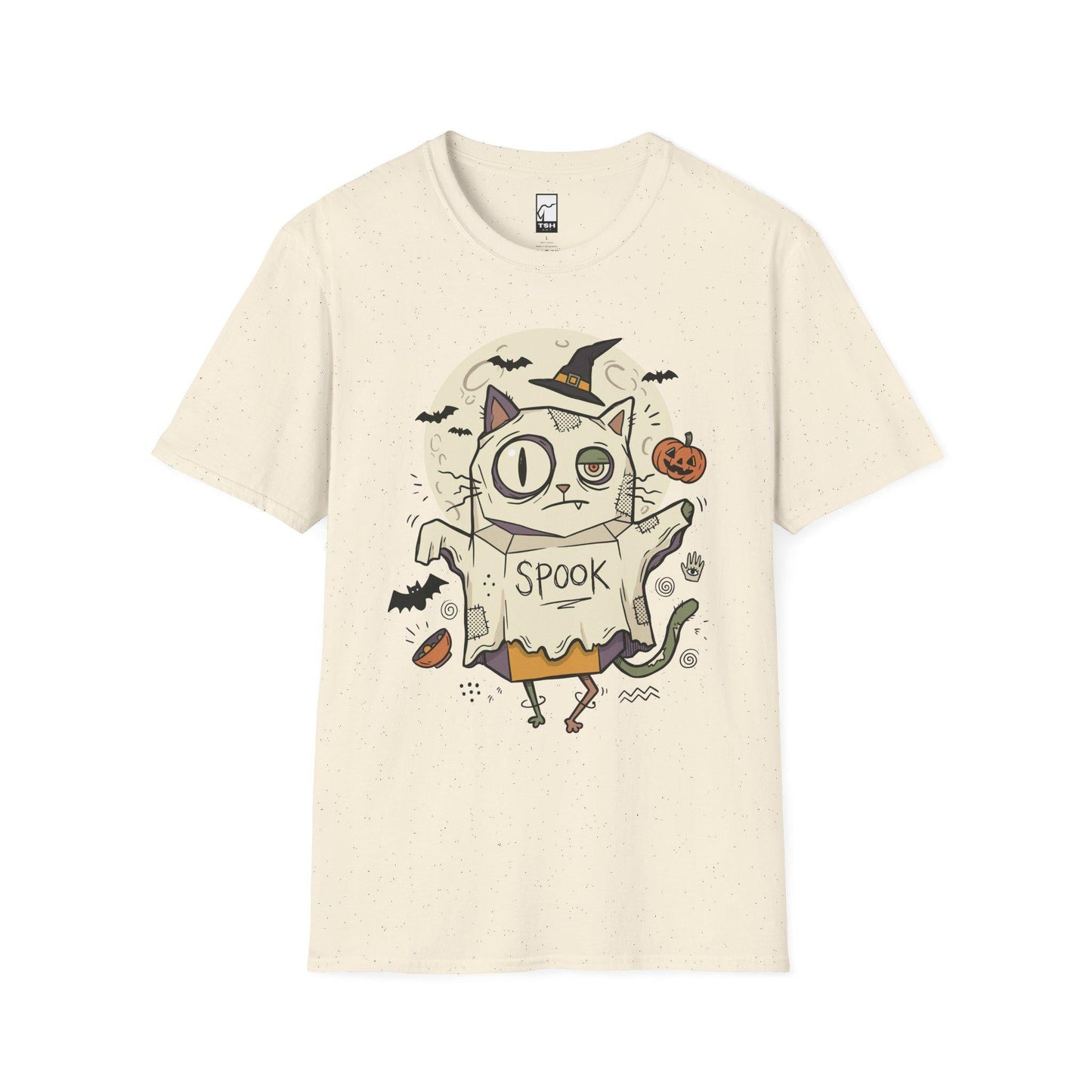 Halloween Cat Ghost Shirt | Funny Witch Cat Tee | Spooky Season Graphic T Shirt | Trick or Treat Costume Top | Cat Mom Gift | Unisex Gift