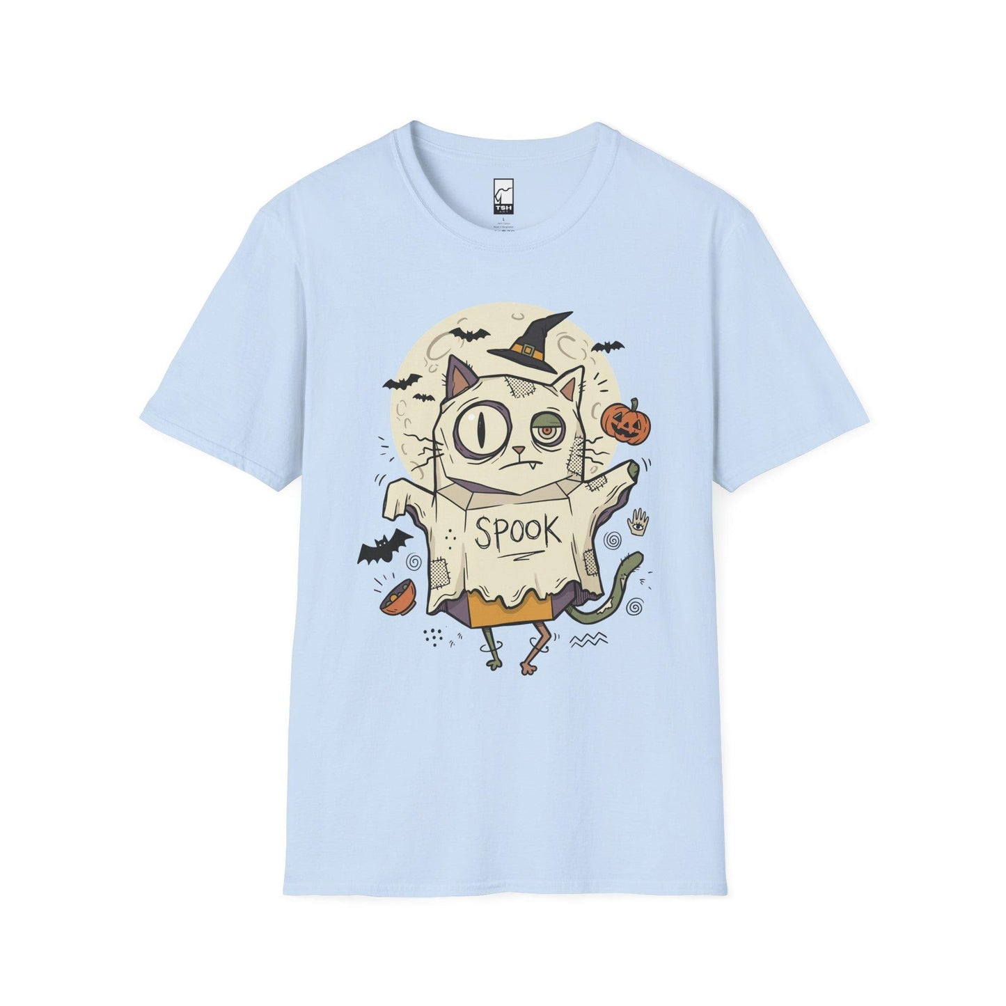 Halloween Cat Ghost Shirt | Funny Witch Cat Tee | Spooky Season Graphic T Shirt | Trick or Treat Costume Top | Cat Mom Gift | Unisex Gift