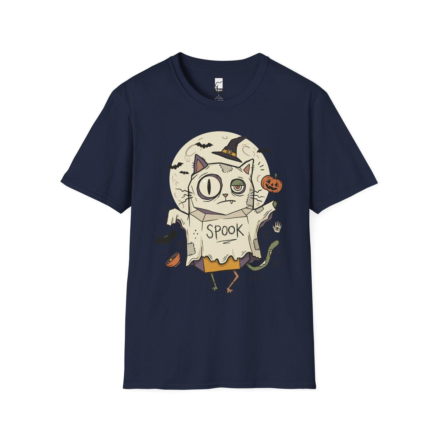 Halloween Cat Ghost Shirt | Funny Witch Cat Tee | Spooky Season Graphic T Shirt | Trick or Treat Costume Top | Cat Mom Gift | Unisex Gift